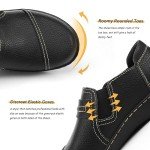 LAZYPOP Women's Black Leather Slip-On Loafers