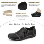 LAZYPOP Women's Black Leather Slip-On Loafers