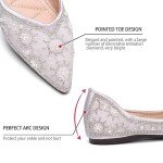 Silvery Rhinestone Pointed Toe Flats for Women