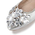 Silver Rhinestone Ballet Flats for Women