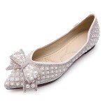Apricot Rhinestone Pointed Toe Women's Flats Size 10