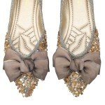 Gold Rhinestone Bow Flats for Women Size 8