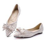 Apricot Rhinestone Pointed Toe Women's Flats Size 10