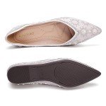 Silvery Rhinestone Pointed Toe Flats for Women
