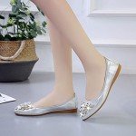 Silver Rhinestone Ballet Flats for Women