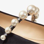 Dumjey Women's Pearl Strap Square Toe Flats - Black