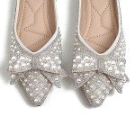 Apricot Rhinestone Pointed Toe Women's Flats Size 10