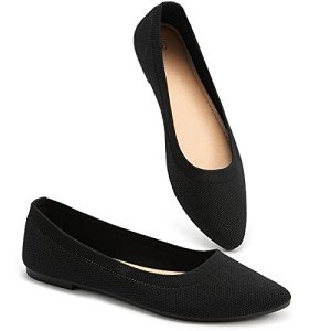 Women's Black Mesh Pointed-Toe Flats with Memory Foam