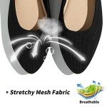 Women's Black Mesh Pointed-Toe Flats with Memory Foam