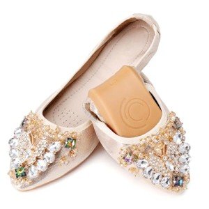 Anxle Women's Bling Rhinestone Foldable Ballet Flats