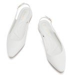 Alicepub Women's White Slingback Pointed Flats, Size 8.5