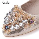Anxle Women's Bling Rhinestone Foldable Ballet Flats