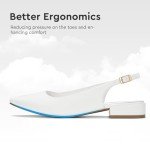 Alicepub Women's White Slingback Pointed Flats, Size 8.5