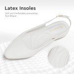 Alicepub Women's White Slingback Pointed Flats, Size 8.5