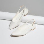 Alicepub Women's White Slingback Pointed Flats, Size 8.5