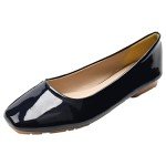 Jamron Women's Square Toe Black Ballet Flats