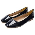 Jamron Women's Square Toe Black Ballet Flats