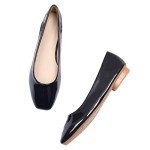 Jamron Women's Square Toe Black Ballet Flats