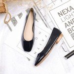 Jamron Women's Square Toe Black Ballet Flats