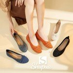 Comfortable Black Crochet Lace Ballet Flats for Women