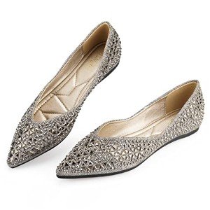 Rhinestone Ballet Flats for Women - Silver