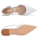 GENSHUO Women's White Pointed Toe Flat Shoes