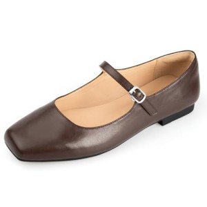 Wonderway Women’s Brown Mary Jane Ankle Strap Flats
