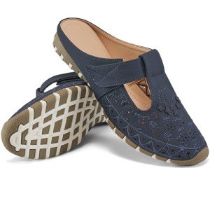 Cute Adjustable Blue Slide-On Flats for Women