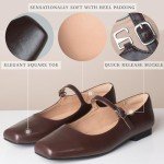 Wonderway Women’s Brown Mary Jane Ankle Strap Flats