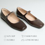 Wonderway Women’s Brown Mary Jane Ankle Strap Flats