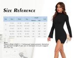Vozobi Womens Mini Dress Turtle Neck Long Sleeves Side Slit Short Dresses Slim Fit Night Club Party Bodice Skirt Black