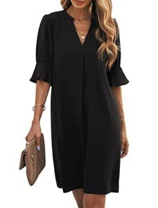 Summer V-Neck Flare Puff Sleeve Mini Dress