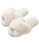 Evshine Women's Fuzzy Cross Band Memory Foam Slippers