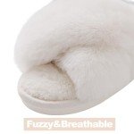 Evshine Women's Fuzzy Cross Band Memory Foam Slippers