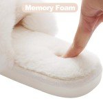 Evshine Women's Fuzzy Cross Band Memory Foam Slippers