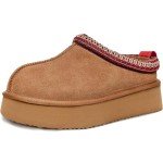 Suede Leather Fuzzy Women's Platform House Slippers