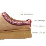 Suede Leather Fuzzy Women's Platform House Slippers