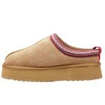 Suede Leather Fuzzy Women's Platform House Slippers