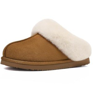 Cozy Brown Fuzzy Memory Foam Slippers for Women