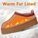 Fleece-Lined Platform Slippers for Women