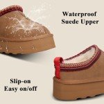 Fleece-Lined Platform Slippers for Women