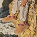 Fleece-Lined Platform Slippers for Women