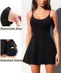 OZICERD Tennis Dress Golf Dresses for Women with Shorts Backless Athletic Dress Casual Summer Dresses Cute Short Dress Black S