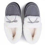 RockDove Women's Grey Faux Fur Moccasin Slippers