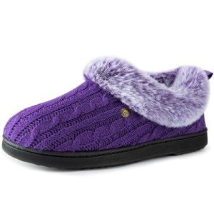 HomeTop Women's Cozy Cable Knit Slippers - Royal Purple