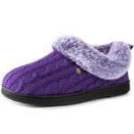 HomeTop Women's Cozy Cable Knit Slippers - Royal Purple
