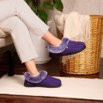 HomeTop Women's Cozy Cable Knit Slippers - Royal Purple