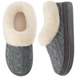 HomeTop Women's Cozy Knit Clog Slippers, Gray