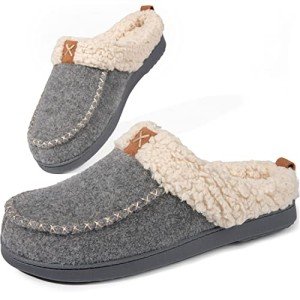 Cozy Wool Felt Sherpa Memory Foam Slippers