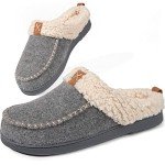 Cozy Wool Felt Sherpa Memory Foam Slippers